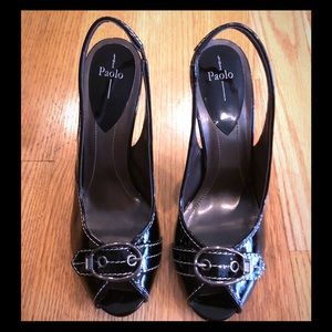 Black Peep Toe Heels - Sz 9.5